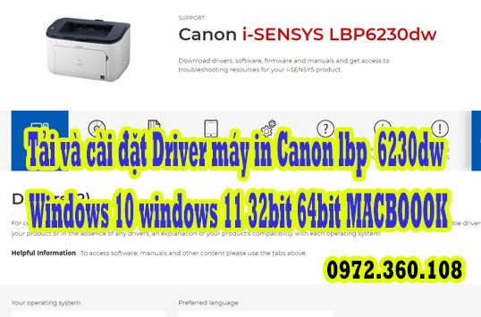 Tải và cài đặt Driver máy in Canon lbp  6230dw Windows 10 windows 11 32bit 64bit