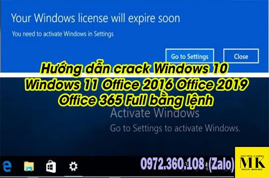 Hướng dẫn crack windows 10 windows 11 office 2016 office 2019 Office 365 full bằng lệnh