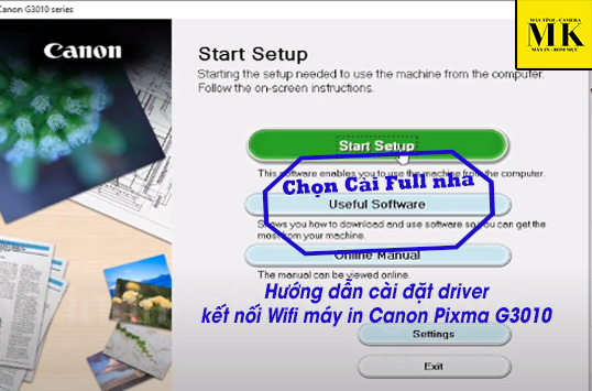 Hướng dẫn cài đặt driver kết nối Wifi máy in Canon Pixma G3010 3