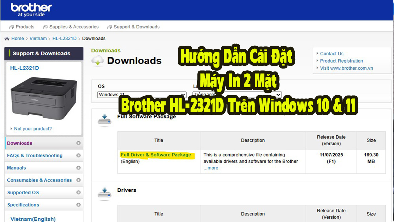 Hướng Dẫn Cài Đặt Máy In 2 Mặt Brother HL-2321D Trên Windows 10 & 11