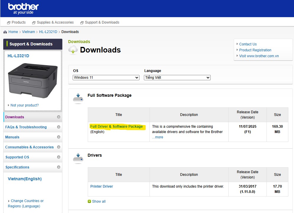 Hướng Dẫn Cài Đặt Máy In 2 Mặt Brother HL-2321D Trên Windows 10 & 11
